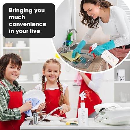 Eccliy 12 Pcs 16 Oz Plastic Spray Bottle, Adjustable Empty Reusable Sprayer for Cleaning, Planting, Water, Bathroom and Kitchen, BBQ, Commercial and Residential(Red,Measurements)