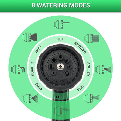 NGreen Garden Hose Sprayer Nozzle - Water Spray with 8 Adjustable Patterns, Impact Resistant and Non-Slip for Watering Plants, Pets Bathing and Cleaning,Car Washing (Green)