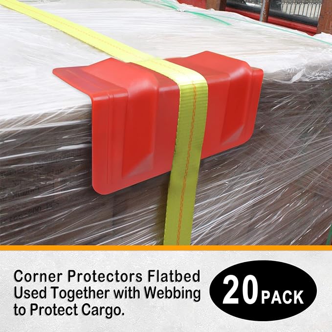 ENJ 20 Pack Flatbed Edge Protectors for Cargo Loads Corner Protectors Flatbed Used Together with Webbing to Protect Cargo, Red