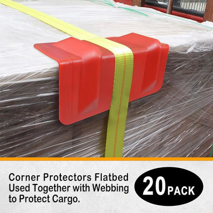 ENJ 20 Pack Flatbed Edge Protectors for Cargo Loads Corner Protectors Flatbed Used Together with Webbing to Protect Cargo, Red