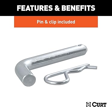 CURT 45036 Trailer Hitch Mount with 2-Inch Ball  Pin, Fits 2-in Receiver, 7,500 lbs, 2" Drop, GLOSS BLACK POWDER COAT