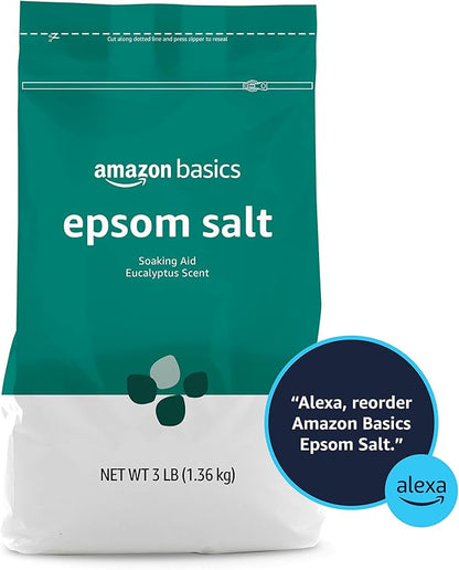 Amazon Basics Epsom Salt Soaking Aid, Eucalyptus Scented, 3 Pound