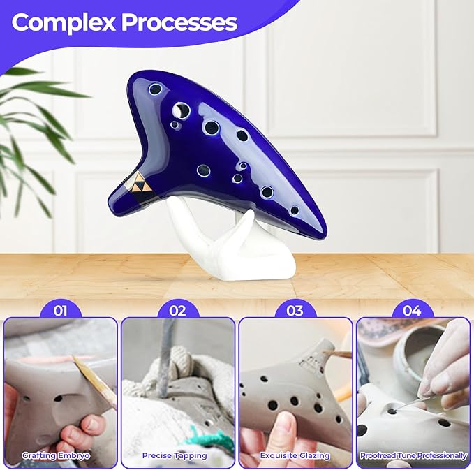 Ohuhu Zelda Ocarina, 12 Hole Alto C Zelda Ocarinas Play by Link Triforce Gift for Zelda Fans with Display Stand