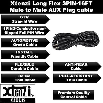 3Pin Jack Flex Cable Wire Accessory for Bass Remote Knob Compatible with SKAR Audio RP and Marine Series Amplifiers (15 Feet)