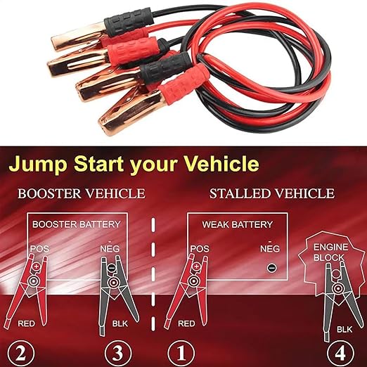500w Automotive Booster Jump Start Cables - Auto Booster Leads, Battery Jump Wires  Good Insulation Heavy-Duty Car Cables, Long Jumper Cables, Flexible Booster Cables for Trucks Vehicles Suvs