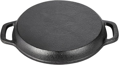 WUWEOT Cast Iron Wedge Pan, Non stick Round Corn Bread Skillet, Black 8-edges Biscuit Pan with Double Handles for Scones, Corn Stick Pan, Muffins, Cup Cakes and Brownies