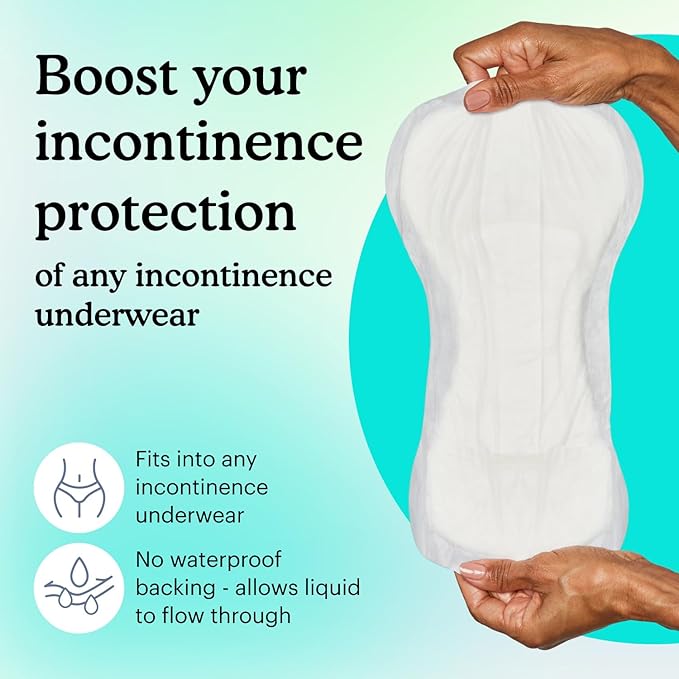 Because Premium Incontinence Booster Pads for Men and Women, Adds 4 Cups Extra Absorbency to Adult Diapers, Super Soft, Adhesive Strip Backing, Unisex, 20 Count