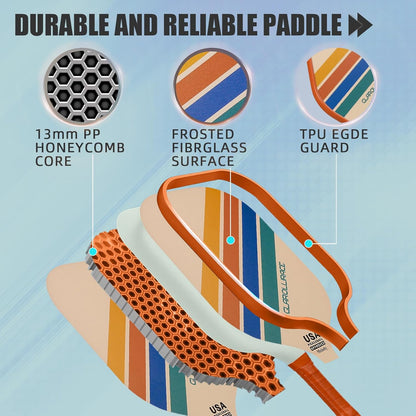 Pickleball Paddles Set of 2 | 4 Pickleball Rackets, USAPA Approved Pickleball Set, Fiberglass | Carbon Fiber Surface & 13 mm PP Honeycomb Core,4 Indoor & Outdoor Pickle Balls