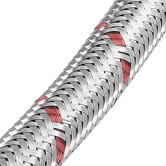 uxcell 28 Inch Long Faucet Supply Line Connector, 2pcs G38 Female Compression Thread x M10 Male Connector Braided M10x1mm 304 Stainless Steel Water Supply Hose Line