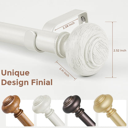 2-Pack Curtain Rod Finials Decorative Ends for Window Treatment Hardware Antique Brass Finish Easy Installation.