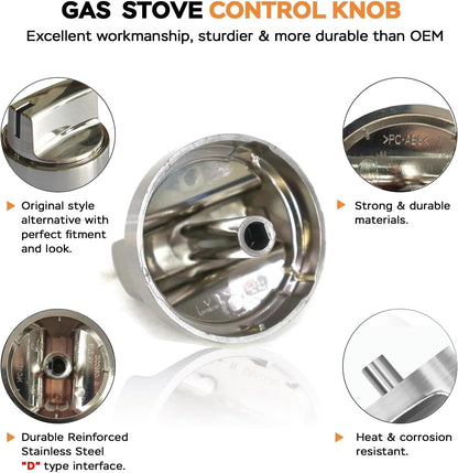 (5Pcs) Upgraded WB03X29300 Gas Stove Knobs Replacements for GE Range Surface Burner Knob, Gas Range Knobs for JGP3030SL1SS JGP3036SL2SS Cooktop Knob Replace for GE Part Number AP6301265 4585904