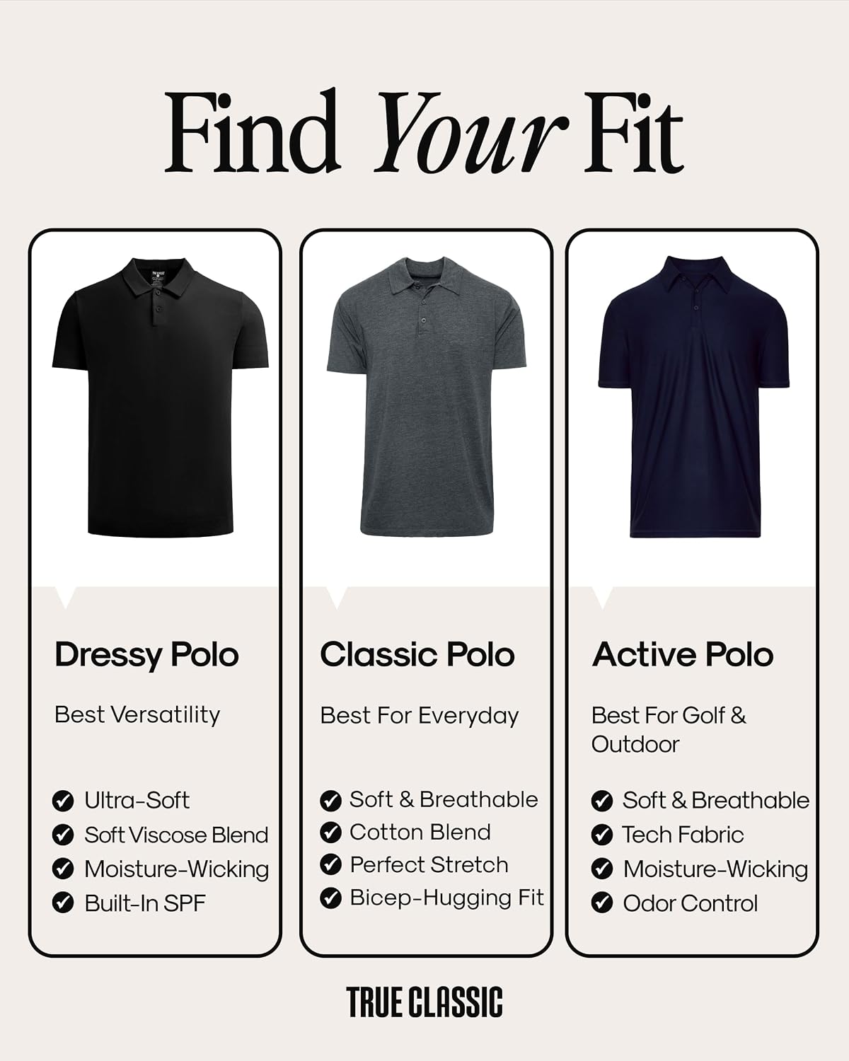 True Classic Men's Short Sleeve Polo Shirt