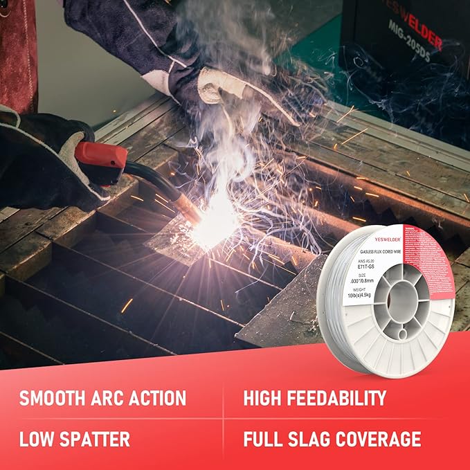 YESWELDER Flux Core Mig Wire, Mild Steel E71TGS .030-Diameter, 10-Pound Strong ABS Plastic Spool Welding Wire