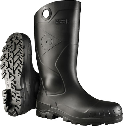 Size 11-Men, 13-Women Dunlop Chesapeake Rubber Boots for Men & Women – PVC - Waterproof - Lightweight Garden, Fishing & Rain Boots with Soft Toe and Wide Calf – Black – Size 3–15