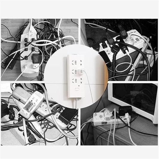 Adhesive Punch-Free Socket Holder, Self-Adhesive Power Strip Mount, No-Drill Cable Management Solution for Home Office, Removable ABS Plastic Organizer