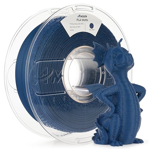 AMOLEN Matte PLA 3D Printer Filament, Navy Blue PLA Filament 1.75mm with Smooth Finish, 3D Printing Filament for Most FDM 3D Printers, Dimensional Accuracy +/- 0.02mm, 1kg Spool (2.2lbs)