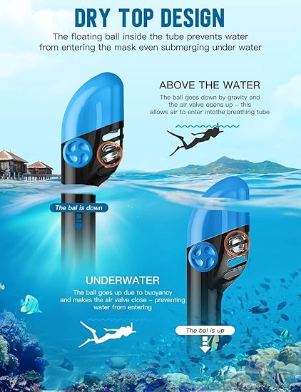 Zenoplige Full Face Snorkel Mask Adults,Dry-Top Snorkeling Gear with Camera Mount,Foldable 180-Degree Panoramic Scuba Mask for Snorkeling Diving Swimming Travel,Snorkel Mask Anti-Fog  Anti-Leak