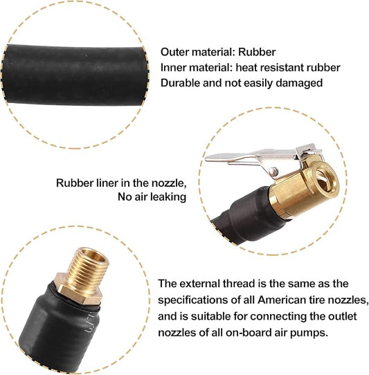 X AUTOHAUX 30cm 12" Flexible Air Tire Valve Extension Adaptor Motorcycle Auto Car Tire Stem Extender Quick Clamp Fittings