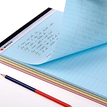 KAISA Colored Legal Pad Writing Pads 8.5x11 inch, Wide Ruled, 40 SheetsPad, 20lb Colored Paper, Perforated Writing Pad with Sturdy Back (4 Pads), KSU-5972