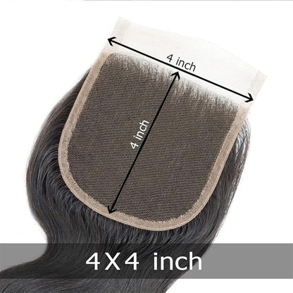 Selina Lace Closure 8 Inch Brazilian Body Wave Closure Free Part Lace Closure 4X4 Unprocessed Human Hair Natural Black Color Virgin Human Hair (8"Body, Free part)