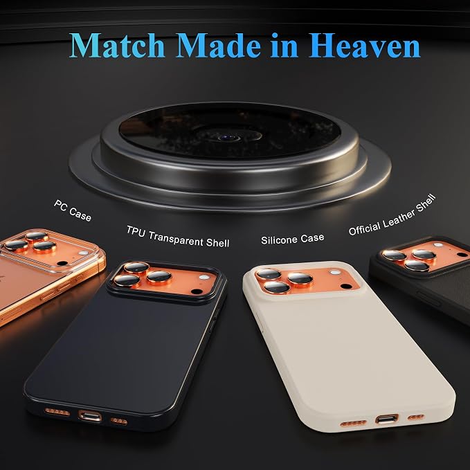 YWXTW Camera Lens Protector for iPhone 16 Pro/iPhone 16 Pro Max, [1 Step Installation Tray] Tempered Glass Screen Protector Metal Individual Camera Cover Accessories Case Friendly (Cosmic Orange-1Pack)