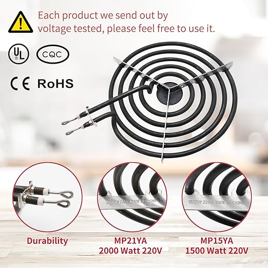 MP22YA Electric Stove Burner Element Replacement-Perfectly Compatible with Whirlpool & Kenmore & Frigidaire & Hardwick & Maytag & Norge Stove Top-Include 2* MP15YA 2* MP21YA