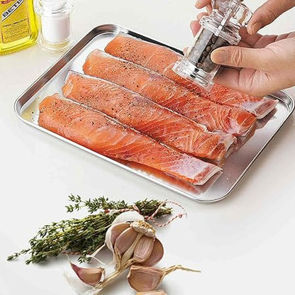 TeamFar Baking Sheet Set of 4, Stainless Steel Baking Pan Tray Cookie Sheet, Non Toxic  Healthy, Rust Free  Easy Clean - Dishwasher Safe