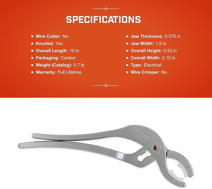 Crescent 10" A-N Connector Adjustable Joint Pliers - 52910N
