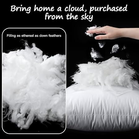 Artscope Synthetic Down Pillow Insert, 18x18 Down Alternative Throw Pillow Insert. Ultra Soft Fluffy Sleeping Pillow with 100 Cotton Cover, Decorative Pillows-White.