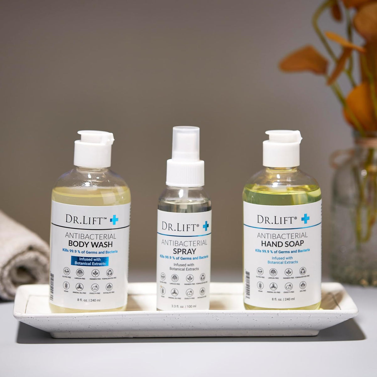 Antibacterial Body Wash, 8 oz (3-Pack) - Gentle & Effective Shower Gel - Made in America