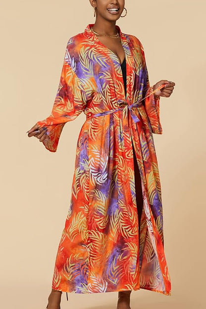 Women's Bohemian Long Cardigan Dress Large Size Kimono Beach Swimsuit Cover Up Dresses