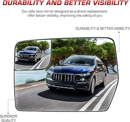 Left Driver Side View Heated Mirror Glass for 2011 2012 2013 2014 Ford F150, Replace BL3Z-17K707-E