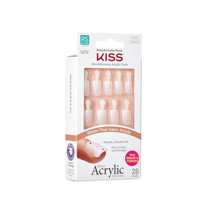 KISS Salon Acrylic Natural 28 Nails Real Short Length KSAN01