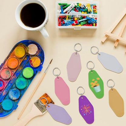 LOTMER 25 PCS Hotel Keychain Blank with Key Rings, 40 Colors Motel Keychain Sublimation Key Chains for DIY Keychains