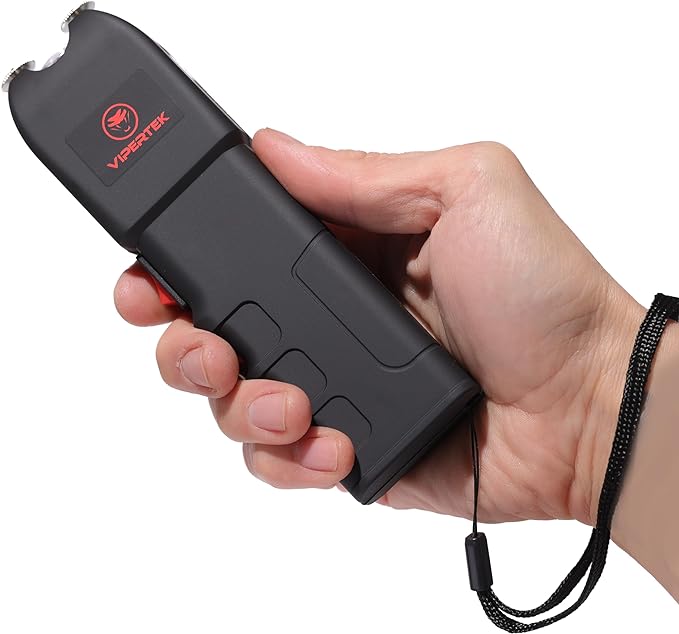 VIPERTEK VTS-989 Stun Gun for Self Defense Rechargeable with LED Flashlight