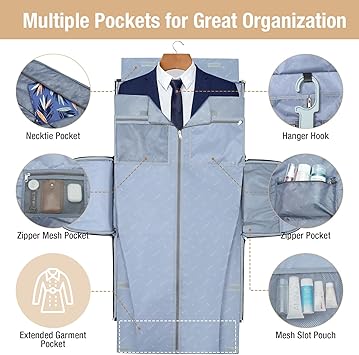 Rolling Garment Bag for Travel - Convertible Duffel Bag with Wheels  Shoes Compartment, Carry on Suit Luggage Bag with Trolley for Business Trip, Wedding, Weekender