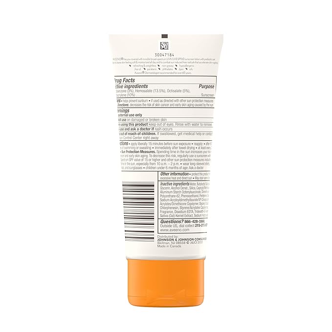 Aveeno Protect  Hydrate Moisturizing Body Sunscreen Lotion with Broad Spectrum SPF 60  Prebiotic Oat, Weightless  Refreshing Feel, Paraben-Free, Oil-Free, Oxybenzone-Free, 3.0 fl. oz
