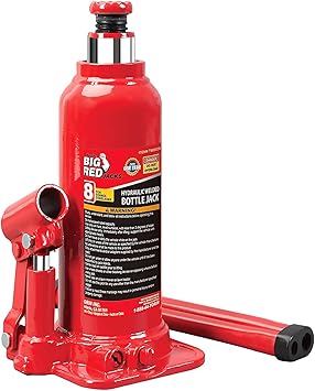 BIG RED T90803B-1 Torin Hydraulic Welded Bottle Jack, 8 Ton (16,000 lb) Capacity, Red