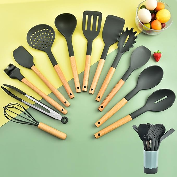Silicone Cookware Set Kitchen Utensils Accessories Spatula Serving Soup Spoon Baking Set Non Stick Cooking Appliances Pot Set