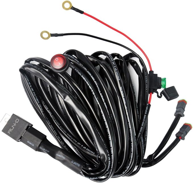 RUN-D Universal LED Light Wiring Harness Kit, Dual Output with DT Male Connector, Cable Kit for 2 Lights