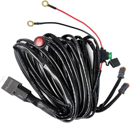 RUN-D Universal LED Light Wiring Harness Kit, Dual Output with DT Male Connector, Cable Kit for 2 Lights