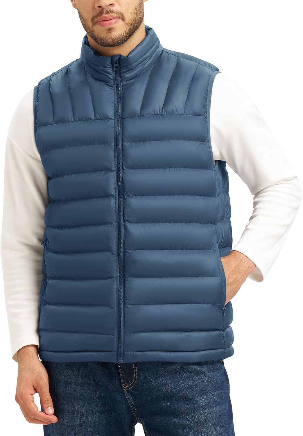 BGOWATU Men's Water-Repellent Puffer Vest Lightweight Packable Sleeveless Warm Jacket for Golf Hiking