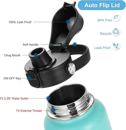 Auto Flip Lid for Hydro Flask Wide Mouth, Great Spout Lid for Simple Modern, Fits for Iron Flask and Other Brands, Replacement Lid with Button Lock
