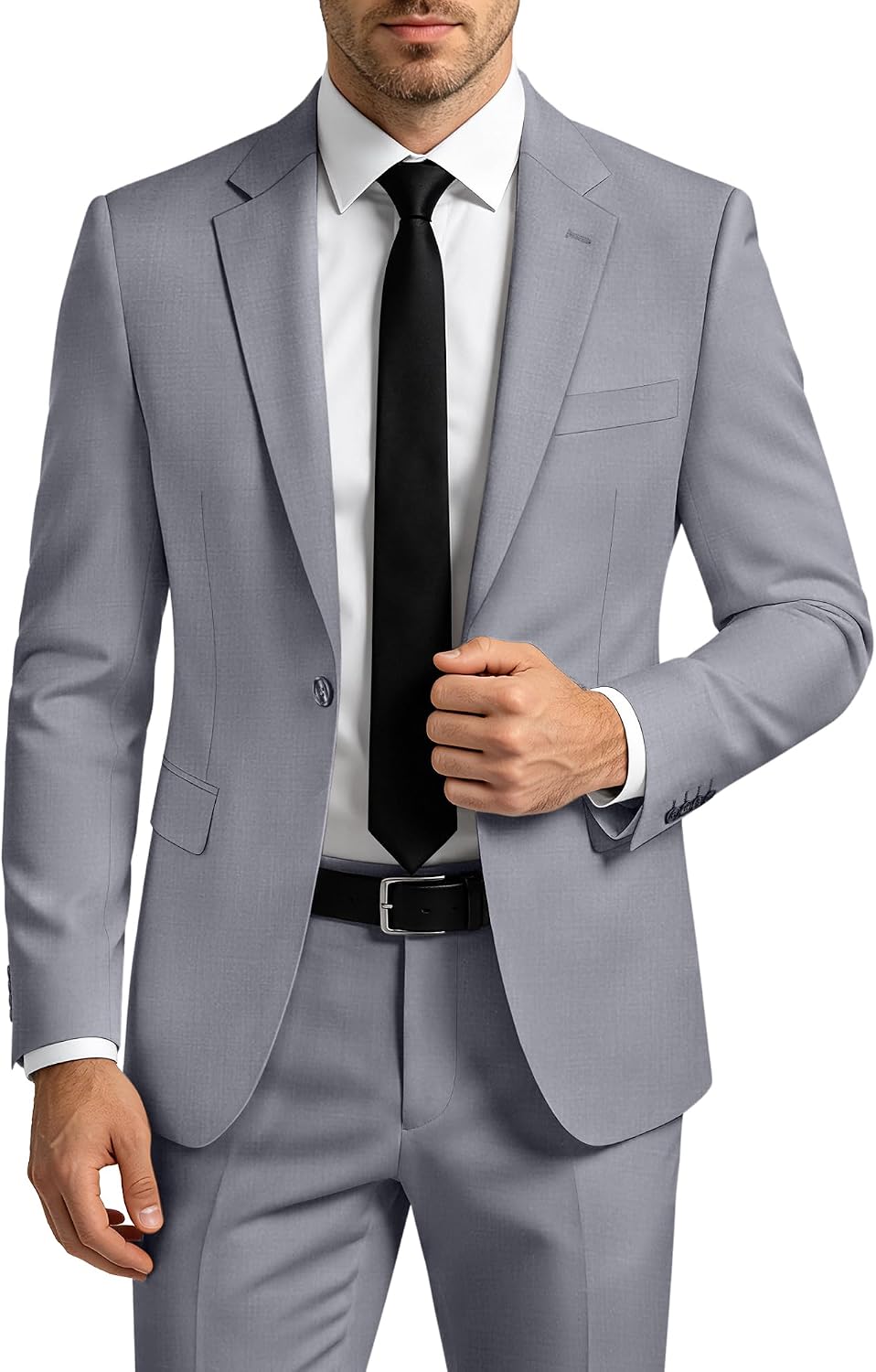 Mens Suit 2 Piece Suits for Men One Button Slim Fit Solid Jacket & Pants Tuxedo Set Business Wedding Party