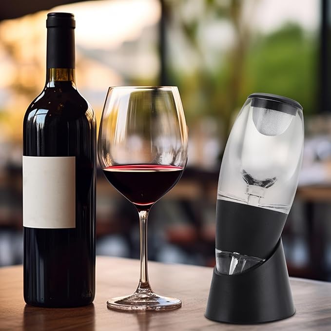 DSlifei Wine Aerator Pourer and Decanter Quickly Oxidize and Soften Wine, Enhances Flavour with Smoother Finish, Best Gift for Wine Lovers and Sommeliers - Black (with LED Light)