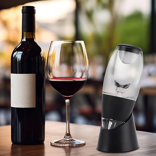 DSlifei Wine Aerator Pourer and Decanter Quickly Oxidize and Soften Wine, Enhances Flavour with Smoother Finish, Best Gift for Wine Lovers and Sommeliers - Black (with LED Light)