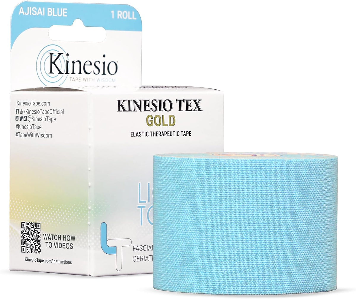 Kinesio Taping - Elastic Therapeutic Athletic Tape Tex Gold Light Touch - Ajisai Blue – 2 in. x 16.4 ft
