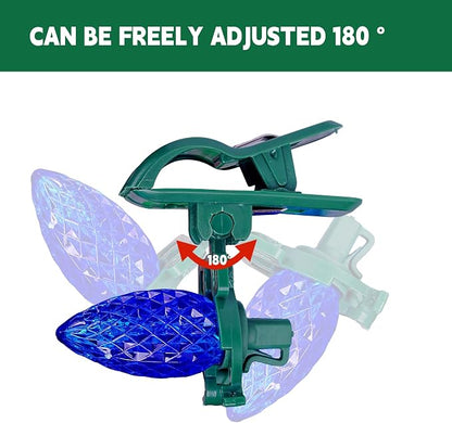 Dazzle Bright C7 C9 Christmas Lights Spring Clips, 100 Pack Universal Holiday Lights Quick Spring Clips, E12, E17 Shatterproof Weatherproof Clips for Outdoor Shingle Gutter Roof Fence