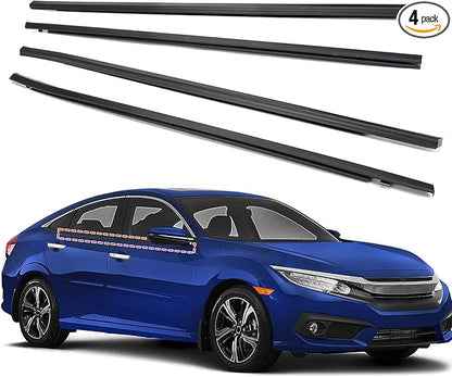 Car Window Weather Stripping Molding Trim Belt,Compatible with Honda Civic 2016-2021 4-Door Sedan, Replace72450-TEA-T01 72410-TEA-T01 72950-TEA-T01 72910-TEA-T01
