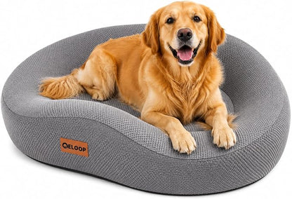 Memory Foam Dog Bed, Large Waterproof Pet Sofa with Sides & Removable Washable Cover, Non-Slip Bottom Supportive Couch for Large Dogs, Gray